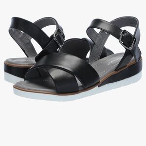 David Tate Black Leather Sandals